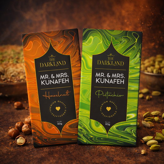 Combo Pack - MR. & MRS. Kunafa | Hazelnut & Pistachio Flavour | Aphrodisiac Chocolate Bar