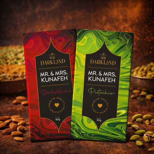 Combo Pack - MR. & MRS. Kunafa | Dark Almond & Pistachio Flavour | Aphrodisiac Chocolate Bar