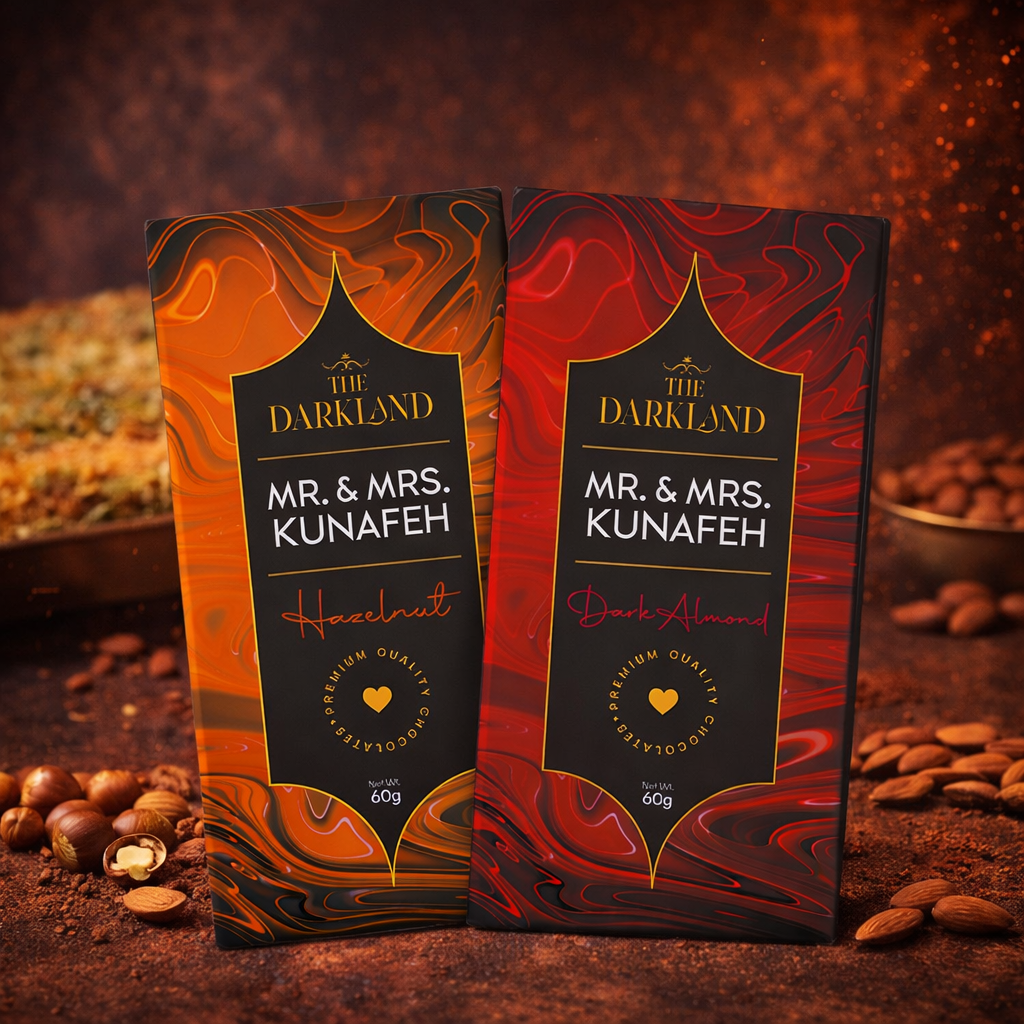 Combo Pack - MR. & MRS. Kunafa | Hazelnut & Dark Almond Flavour | Aphrodisiac Chocolate Bar
