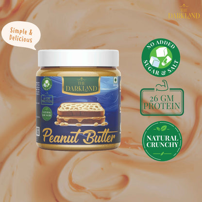 Natural Peanut Butter | NO ADDED SUGAR & SALT | 100% PEANUTS | UNSWEETNED CRUNCHY | 26 GM PROTEIN